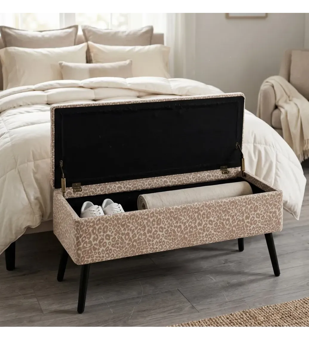Ławka BAUL 100 cm beżowo kremowa panterka*Zona-Design Outlet