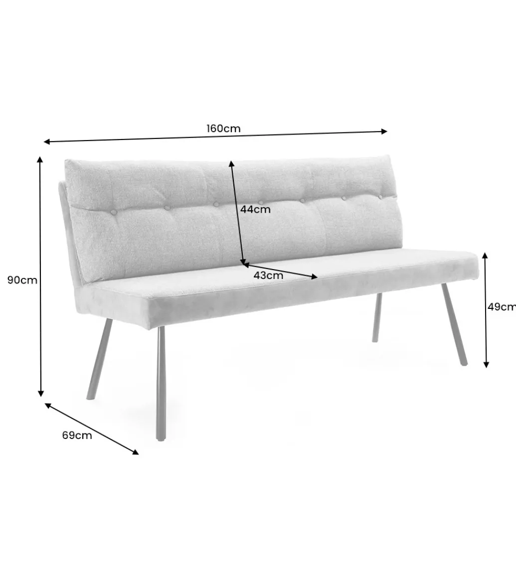 Ławka BIG GEORGE 160 cm szary*Invicta Interior Best