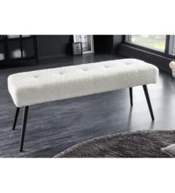 Ławka BOUTIQUE 100 cm tkanina bouclé biała*Invicta Interior Sale