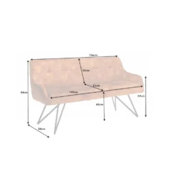 Ławka Edmonton 156 cm ciemna musztarda*Invicta Interior
