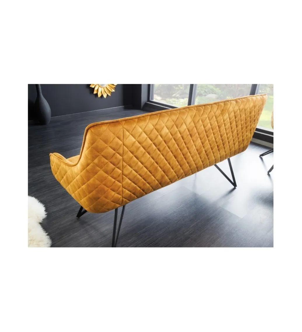 Ławka Edmonton 156 cm ciemna musztarda*Invicta Interior