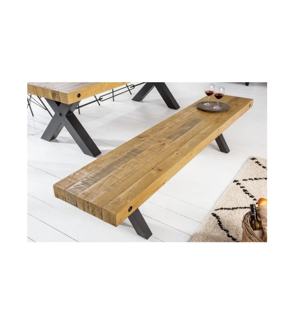 Ławka FACTORY Thor 200 cm drewno sosna brąz*Invicta Interior