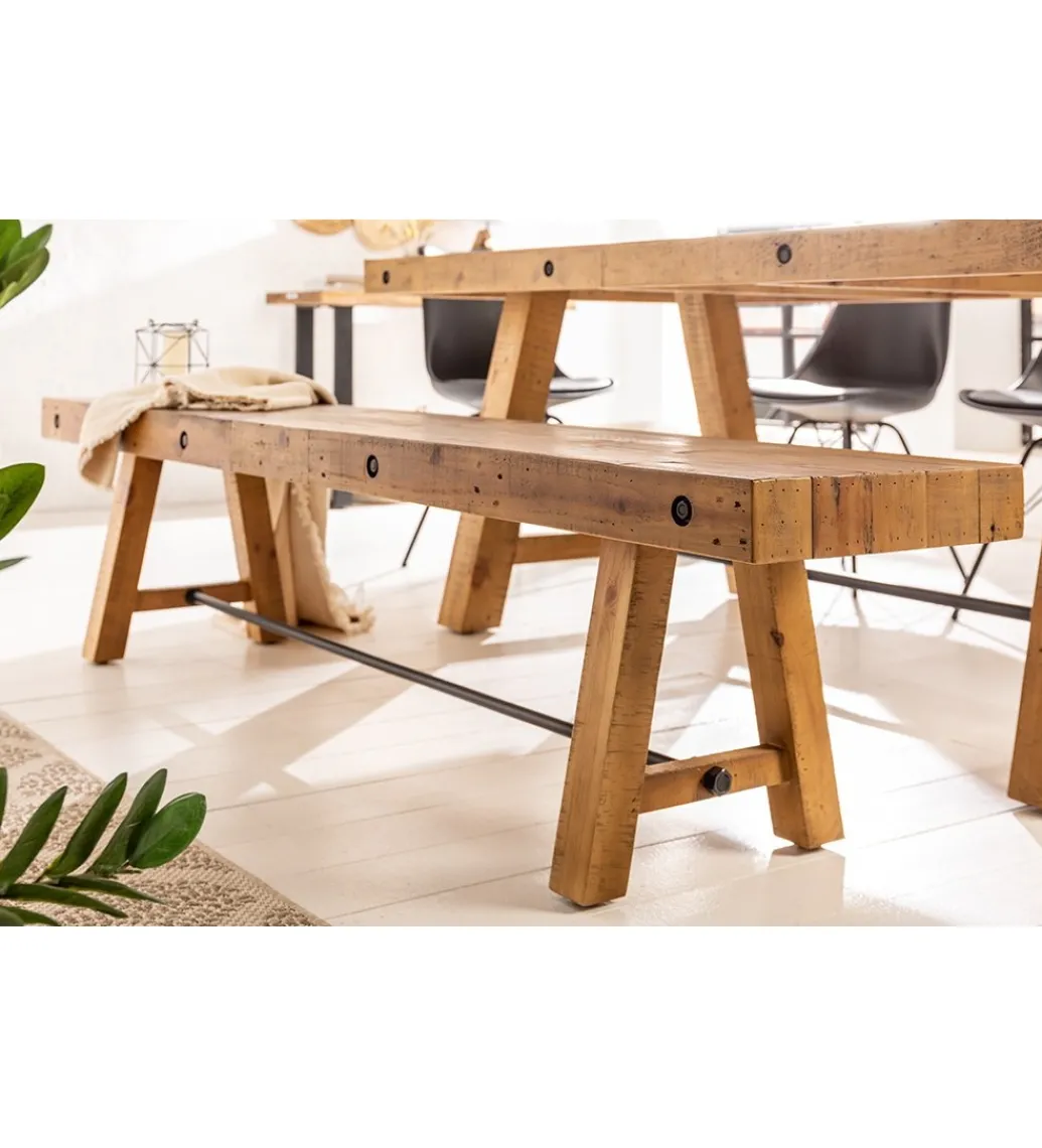 Ławka FINES Finca 165 Cm drewno sosna brąz*Invicta Interior Discount