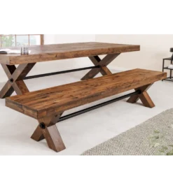 Ławka GOLIATH 180 cm drewno sosny naturalny czarny*Invicta Interior Discount