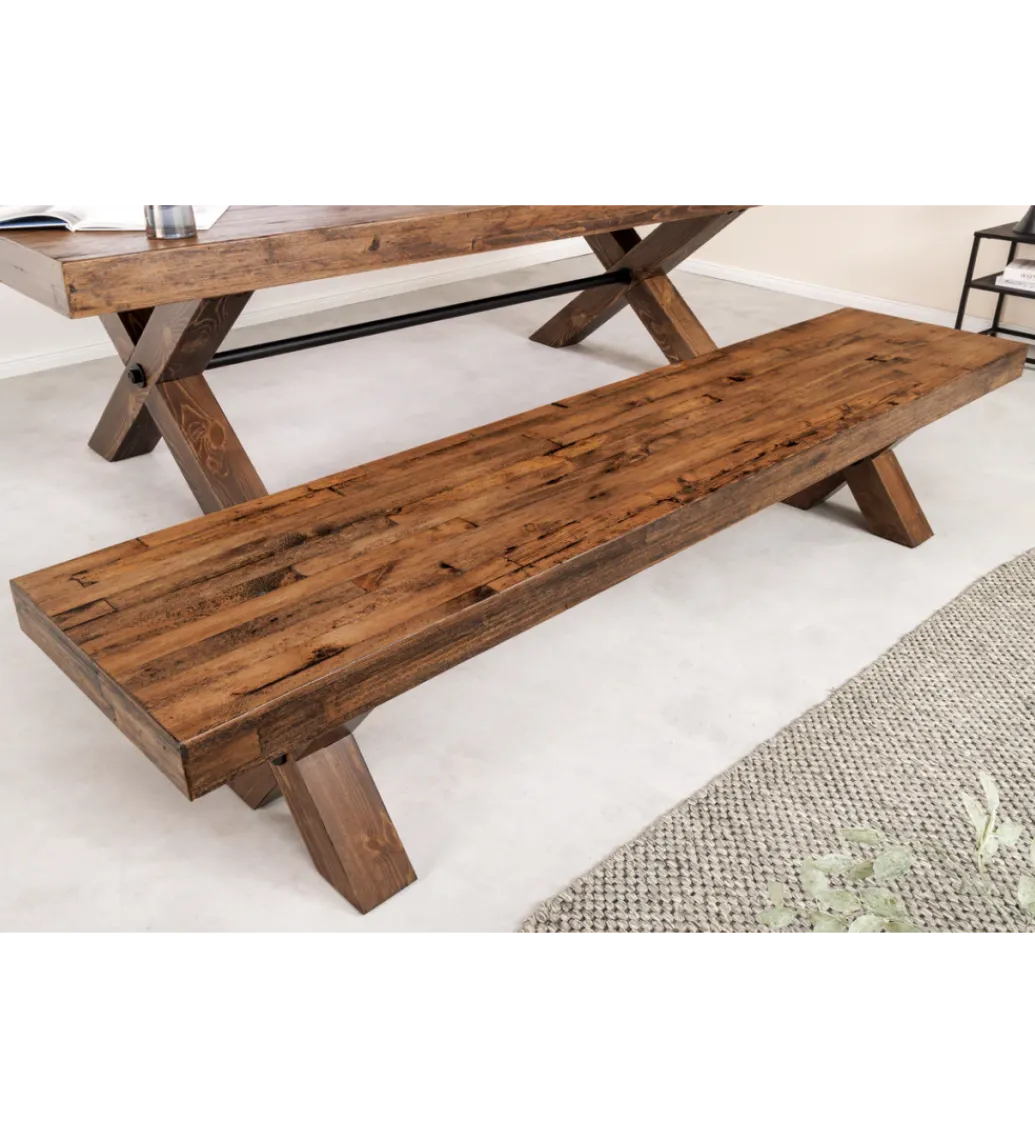 Ławka GOLIATH 180 cm drewno sosny naturalny czarny*Invicta Interior Discount