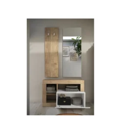 Ławka HAMBURG 91 cm biała z dodatkiem koloru dąb cadiz*MCA Linia Włoska New