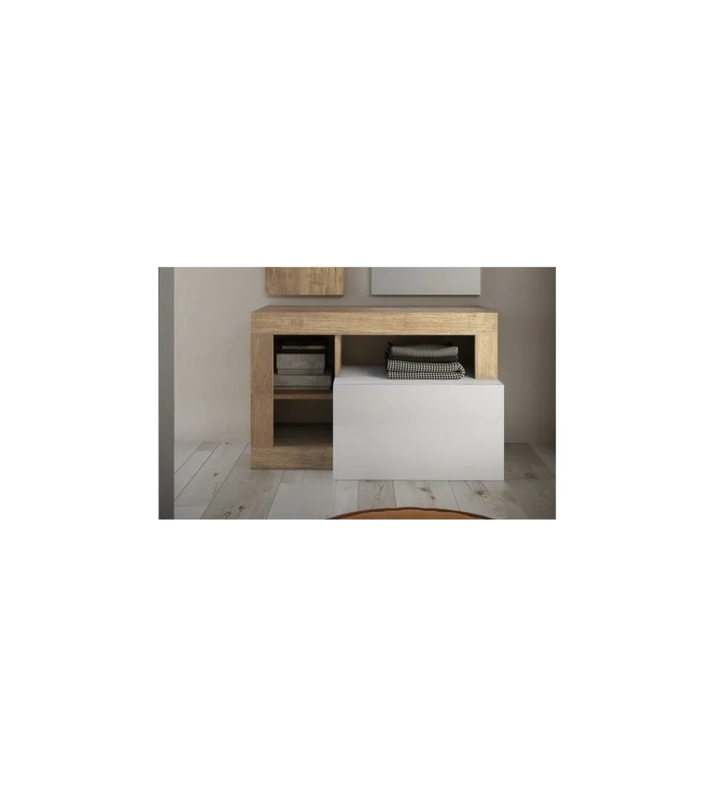 Ławka HAMBURG 91 cm biała z dodatkiem koloru dąb cadiz*MCA Linia Włoska New