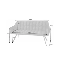 Ławka LUISA 165 cm niebieska petrol*Invicta Interior Outlet