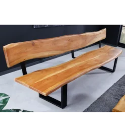 Ławka MAMMUT 200 cm nogi U drewno akacja kolorze miodu*Invicta Interior Best