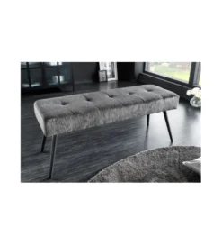 Ławka OLIWIA III 100 cm szturks ciemnoszara*Invicta Interior Sale