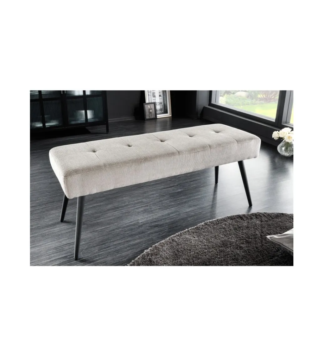 Ławka OLIWIA III 100 cm szturks jasnoszara*Invicta Interior Discount