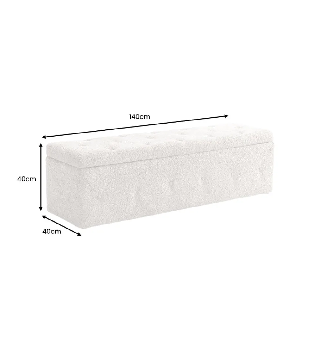 Ławka RAISA Extravagancia 140 cm z pojemnikiem Bouclé Szampański Greige*Invicta Interior Outlet