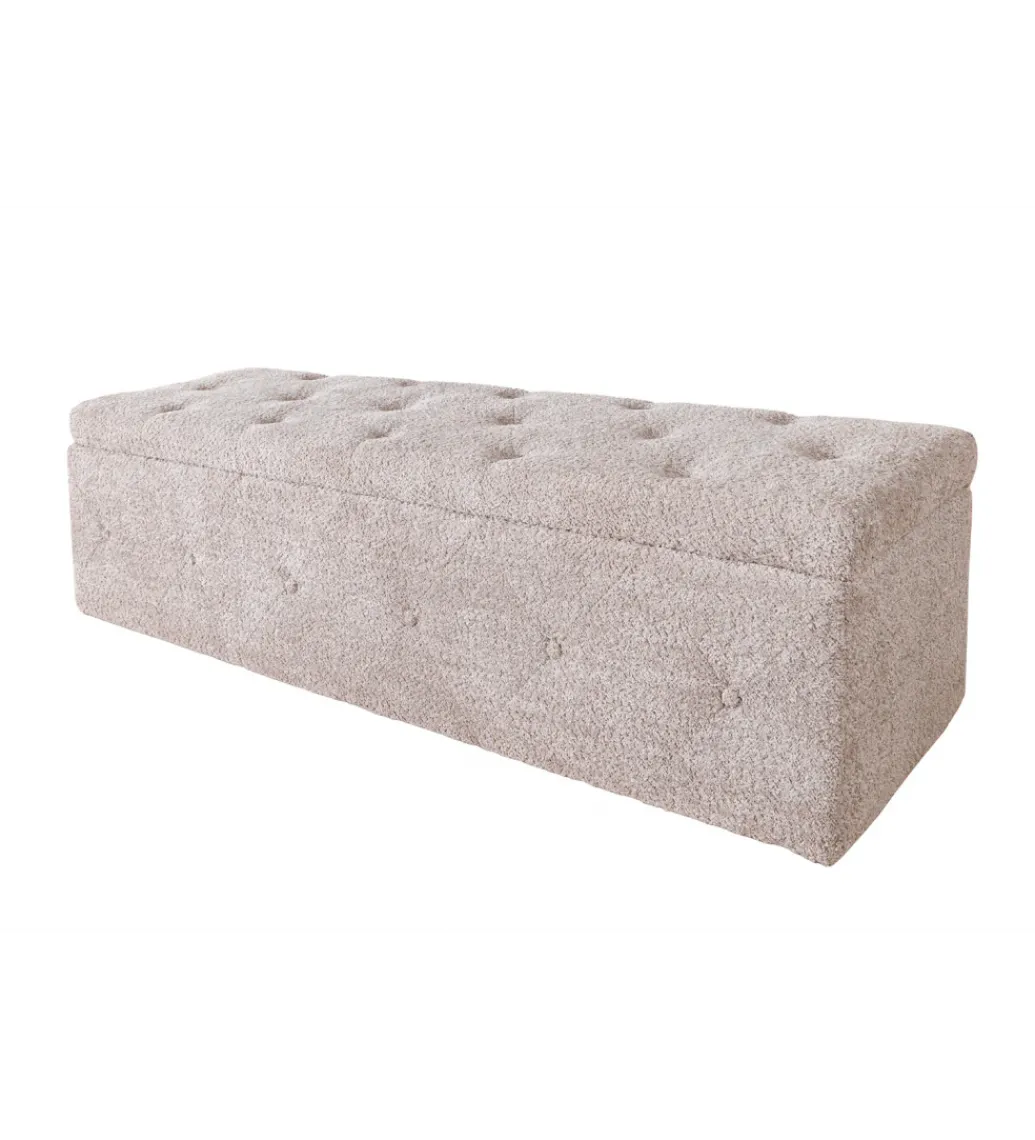 Ławka RAISA Extravagancia 140 cm z pojemnikiem Bouclé Szampański Greige*Invicta Interior Outlet