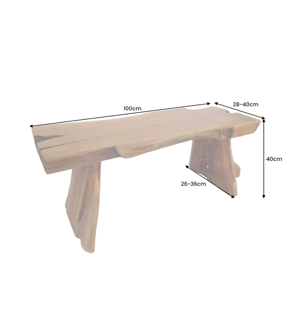 Ławka ROOT 100 cm drewno teak naturalny brąz*Invicta Interior - przedsprzedaż Best