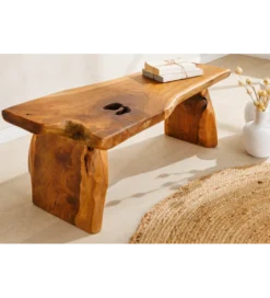 Ławka ROOT 100 cm drewno teak naturalny brąz*Invicta Interior - przedsprzedaż Best