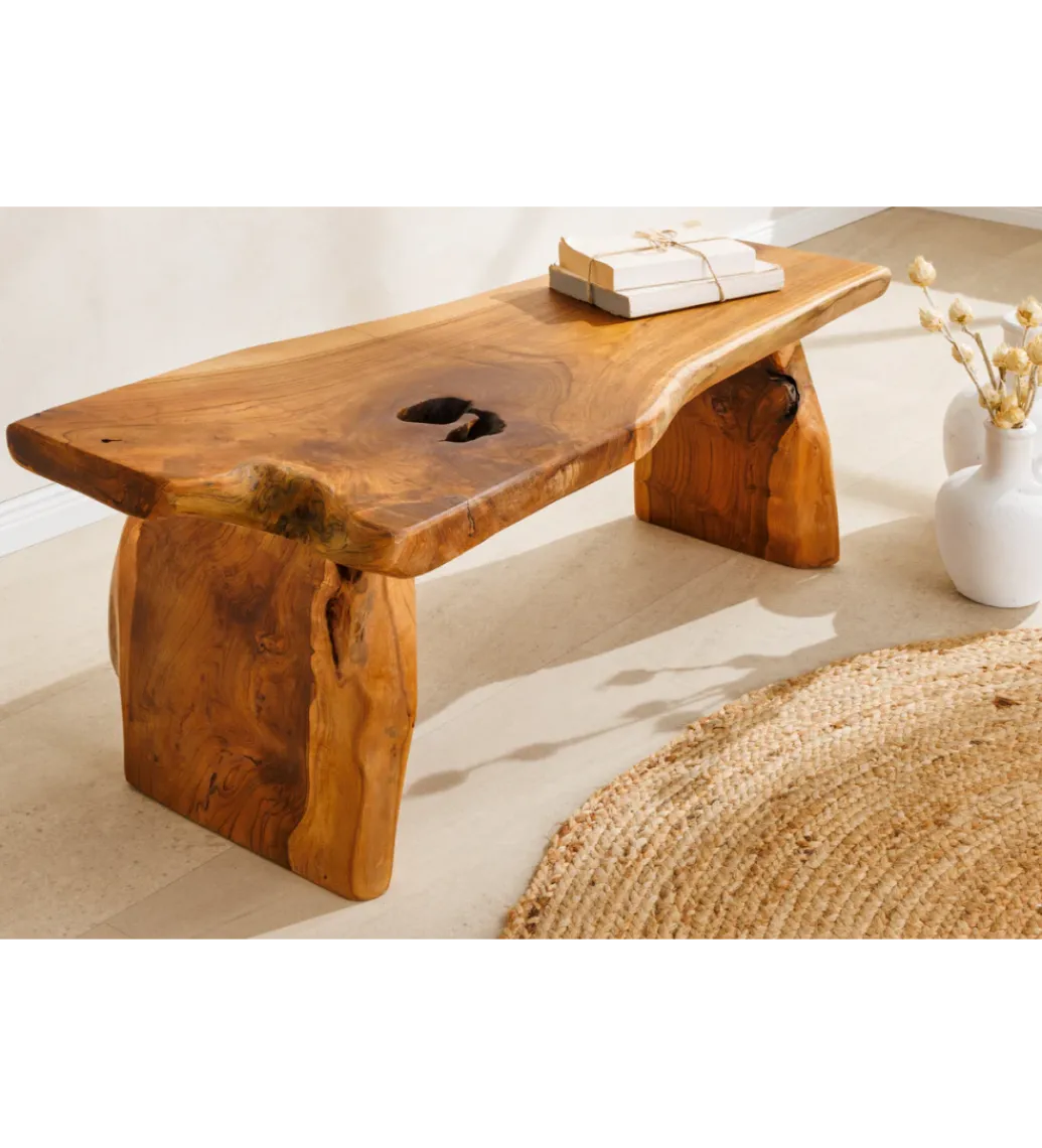 Ławka ROOT 100 cm drewno teak naturalny brąz*Invicta Interior - przedsprzedaż Best