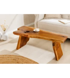Ławka ROOT 100 cm drewno teak naturalny brąz*Invicta Interior - przedsprzedaż Best