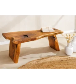 Ławka ROOT 100 cm drewno teak naturalny brąz*Invicta Interior - przedsprzedaż Best