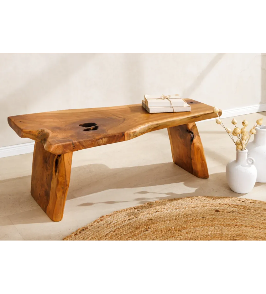 Ławka ROOT 100 cm drewno teak naturalny brąz*Invicta Interior - przedsprzedaż Best