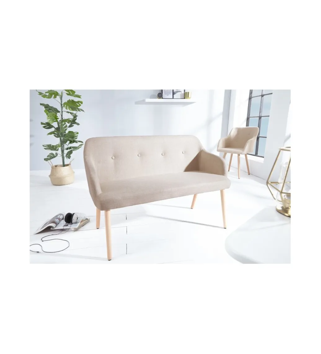 Ławka Scandinavia beżowa 116 cm*Invicta Interior Best