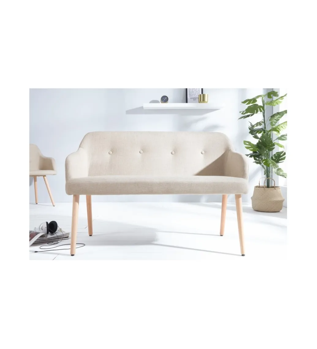 Ławka Scandinavia beżowa 116 cm*Invicta Interior Best
