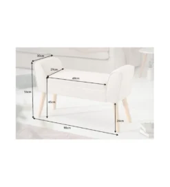Ławka Scarlett 90 cm beżowa*Invicta Interior Hot