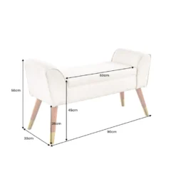 Ławka SCARLETT 90 cm beżowa*Invicta Interior Outlet