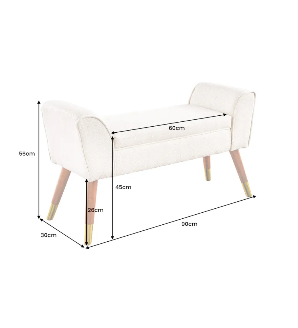 Ławka SCARLETT 90 cm beżowa*Invicta Interior Outlet