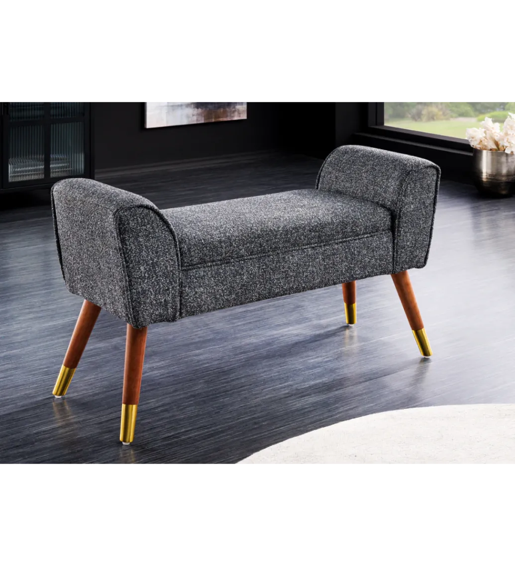 Ławka SCARLETT 90 cm tkanina bouclé antracyt*Invicta Interior Best