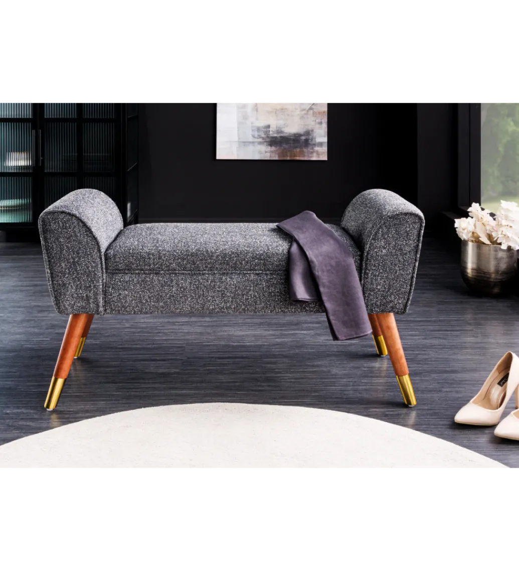 Ławka SCARLETT 90 cm tkanina bouclé antracyt*Invicta Interior Best