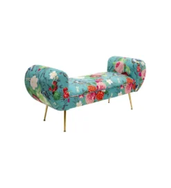 Ławka TRONO FLOWER FEVER 140 cm niebieska*KARE Clearance