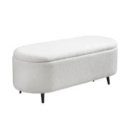 Ławka VOQUE 110 cm z pojemnikiem Bouclé kremowo biała*Invicta Interior Discount