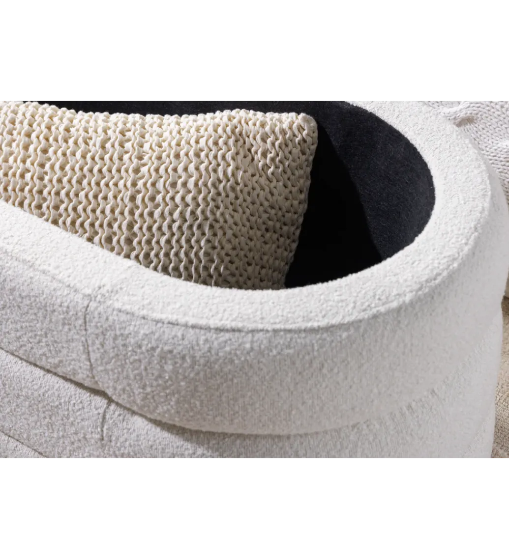 Ławka VOQUE 115 cm z pojemnikiem Bouclé kremowo biała*Invicta Interior Discount