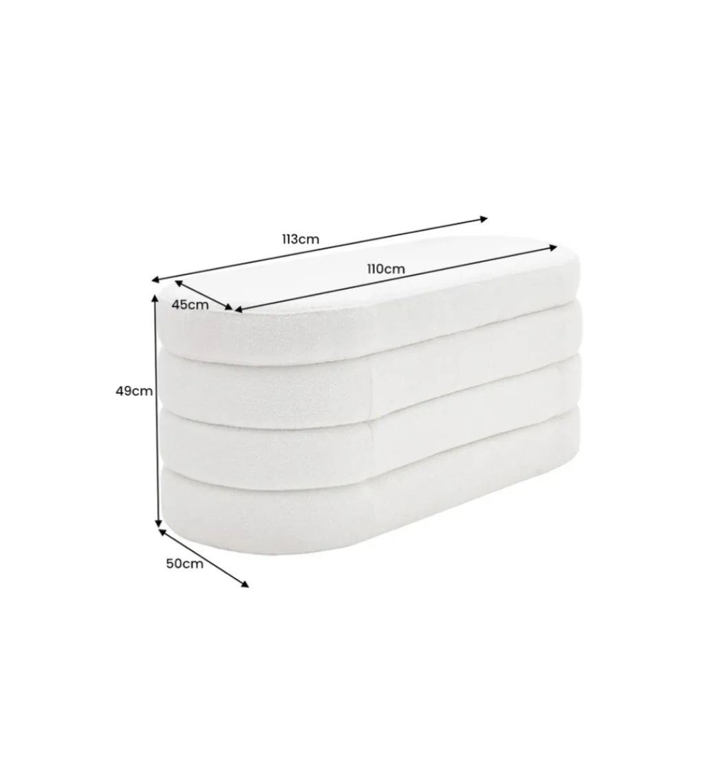 Ławka VOQUE 115 cm z pojemnikiem Bouclé kremowo biała*Invicta Interior Discount