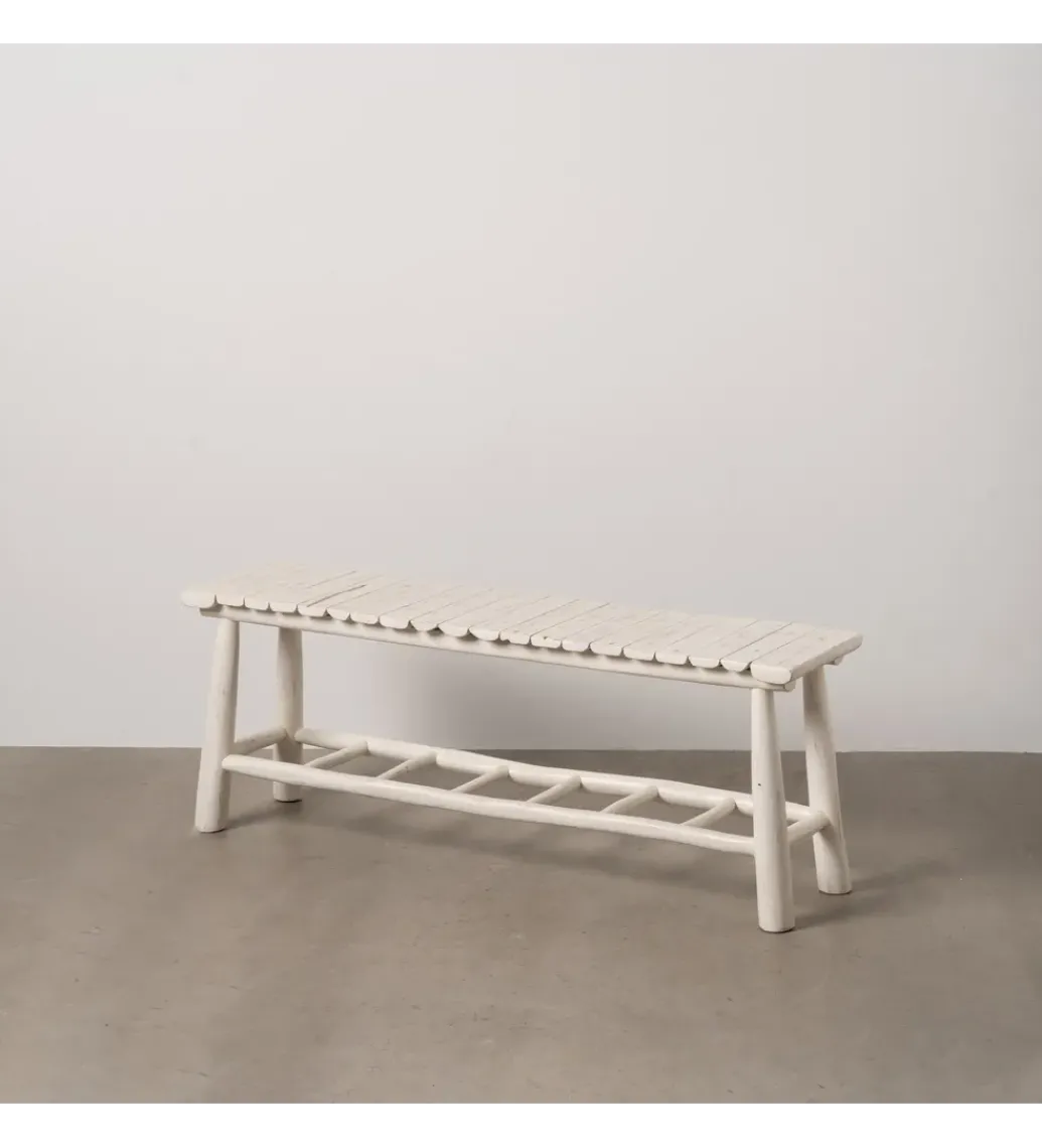 Ławka WORN 120 cm drewno teak bielona*Zona-Design Best