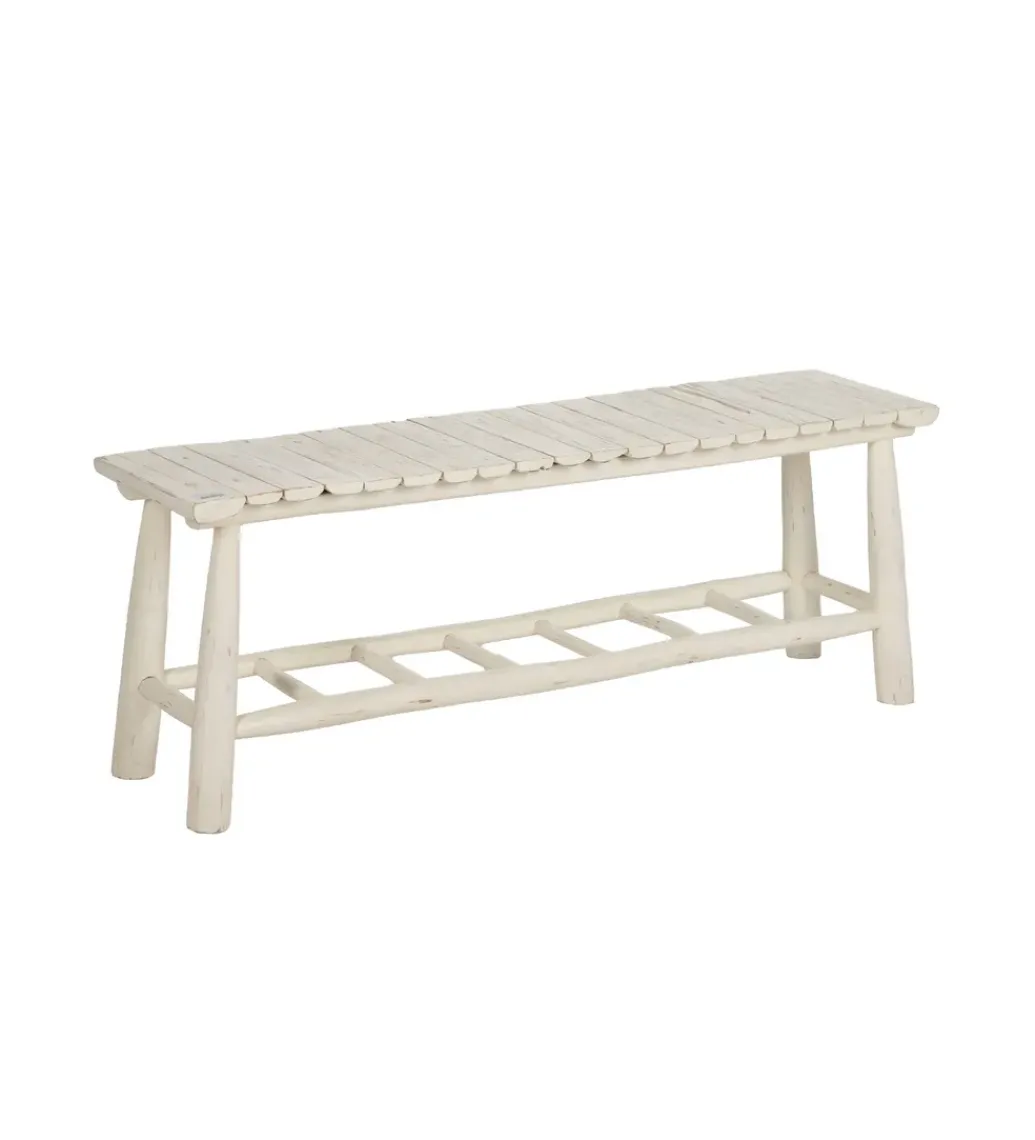 Ławka WORN 120 cm drewno teak bielona*Zona-Design Best