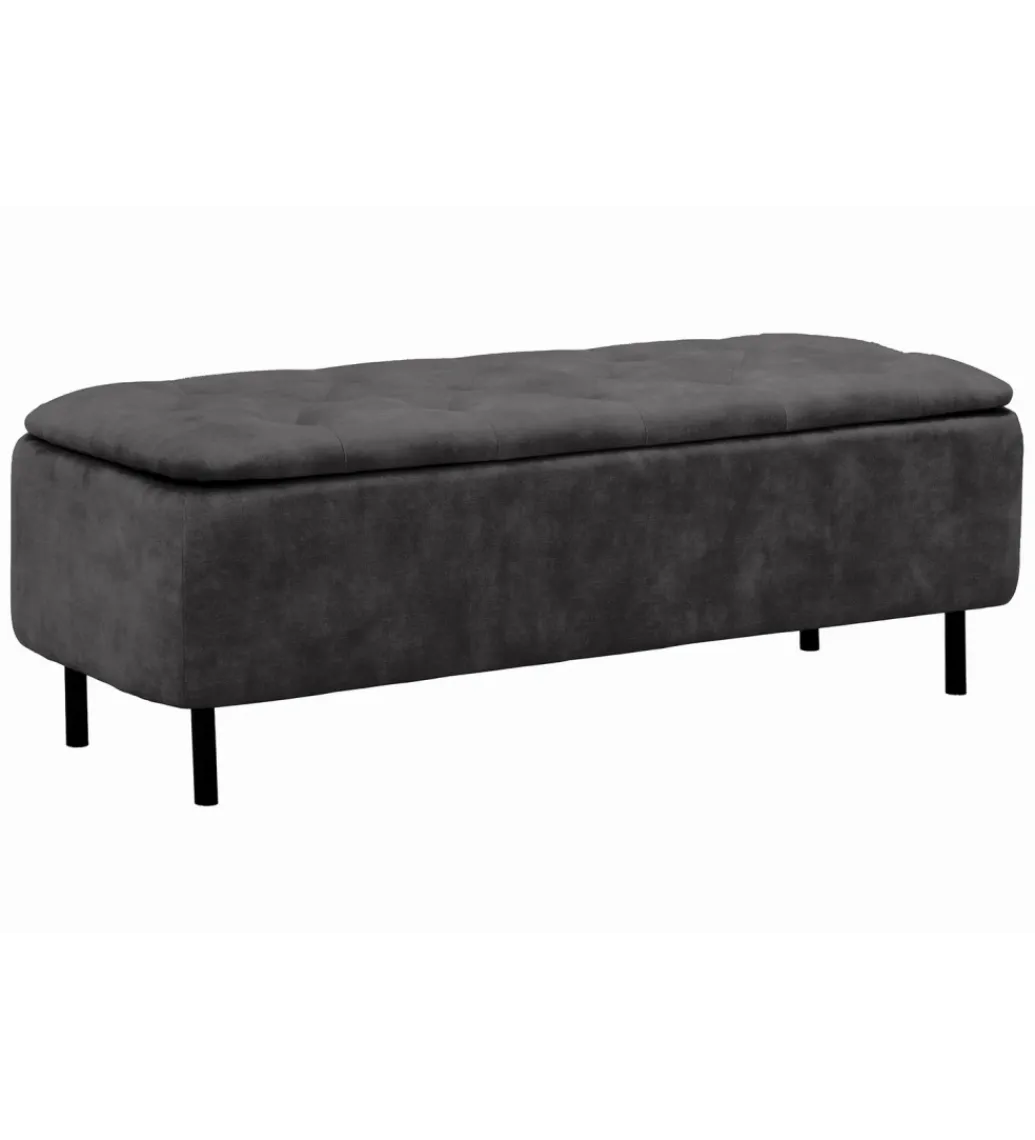 Ławka z schowkiem EN VOUGE 120 cm welwet szary*Invicta Interior - przedsprzedaż Outlet