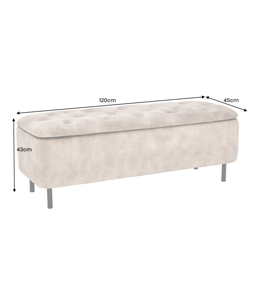 Ławka z schowkiem EN VOUGE 120 cm welwet szary*Invicta Interior - przedsprzedaż Outlet
