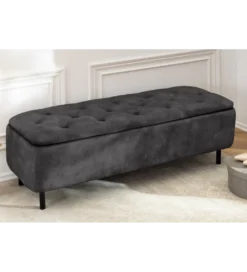 Ławka z schowkiem EN VOUGE 120 cm welwet szary*Invicta Interior - przedsprzedaż Outlet