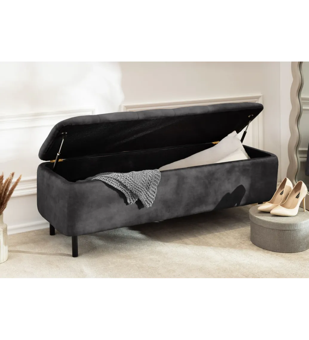 Ławka z schowkiem EN VOUGE 120 cm welwet szary*Invicta Interior - przedsprzedaż Outlet