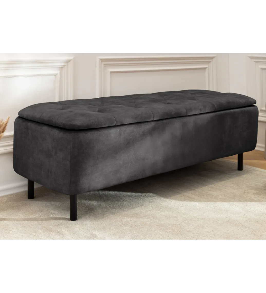 Ławka z schowkiem EN VOUGE 120 cm welwet szary*Invicta Interior - przedsprzedaż Outlet
