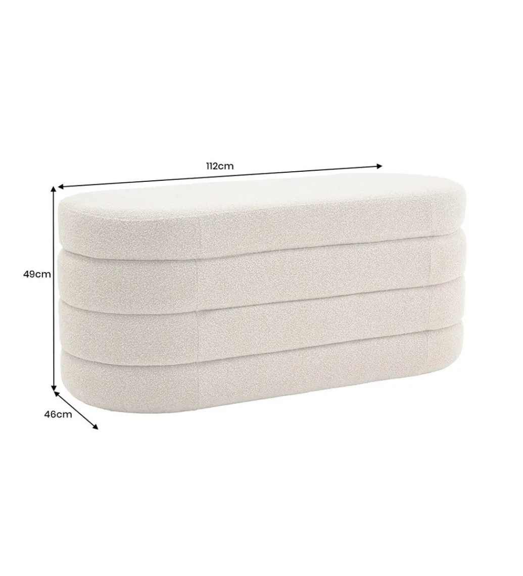 Ławka z schowkiem VOQUE 115 cm bouclé taupe*Invicta Interior Clearance