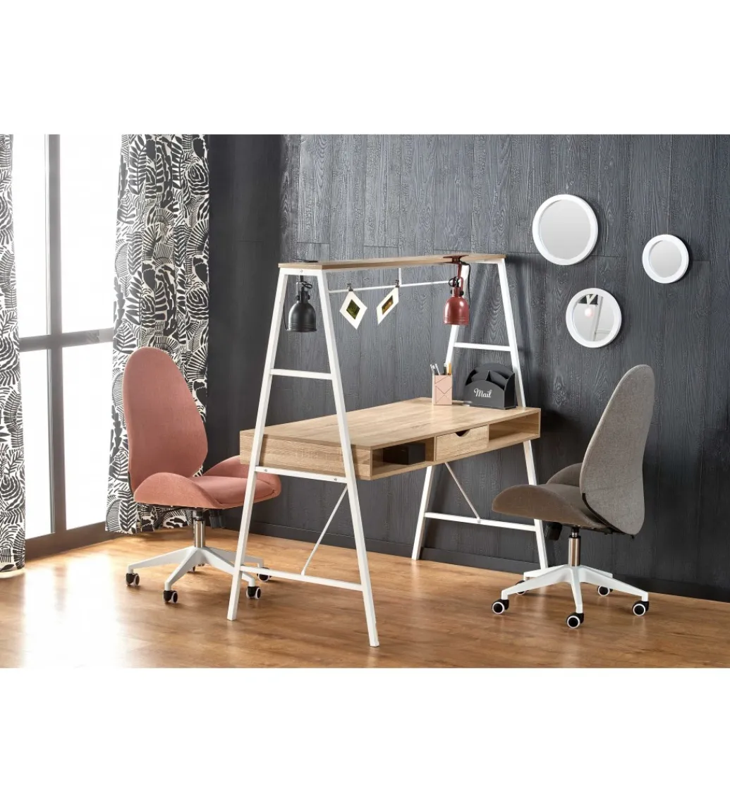 Biurko dwustanowiskowe COAST 139 cm w kolorze dąb sonoma biały*Halmar Online