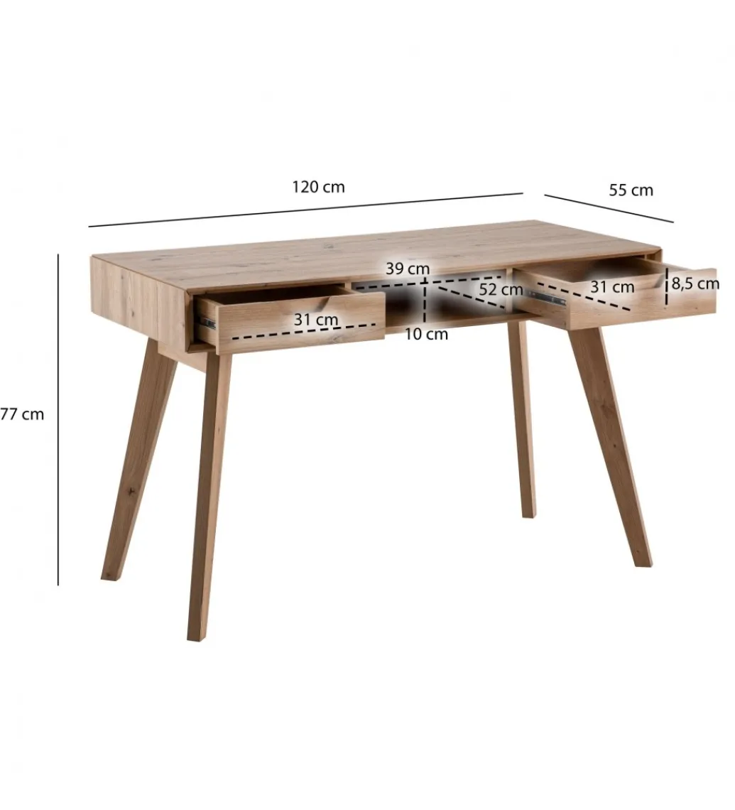 Biurko LOREZO 120 cm w optyce dębu*WOHNLING, GERMANY Sale