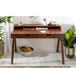 Biurko Monsoon 100 cm drewno ciemna akacja*Invicta Interior - przedsprzedaż Outlet