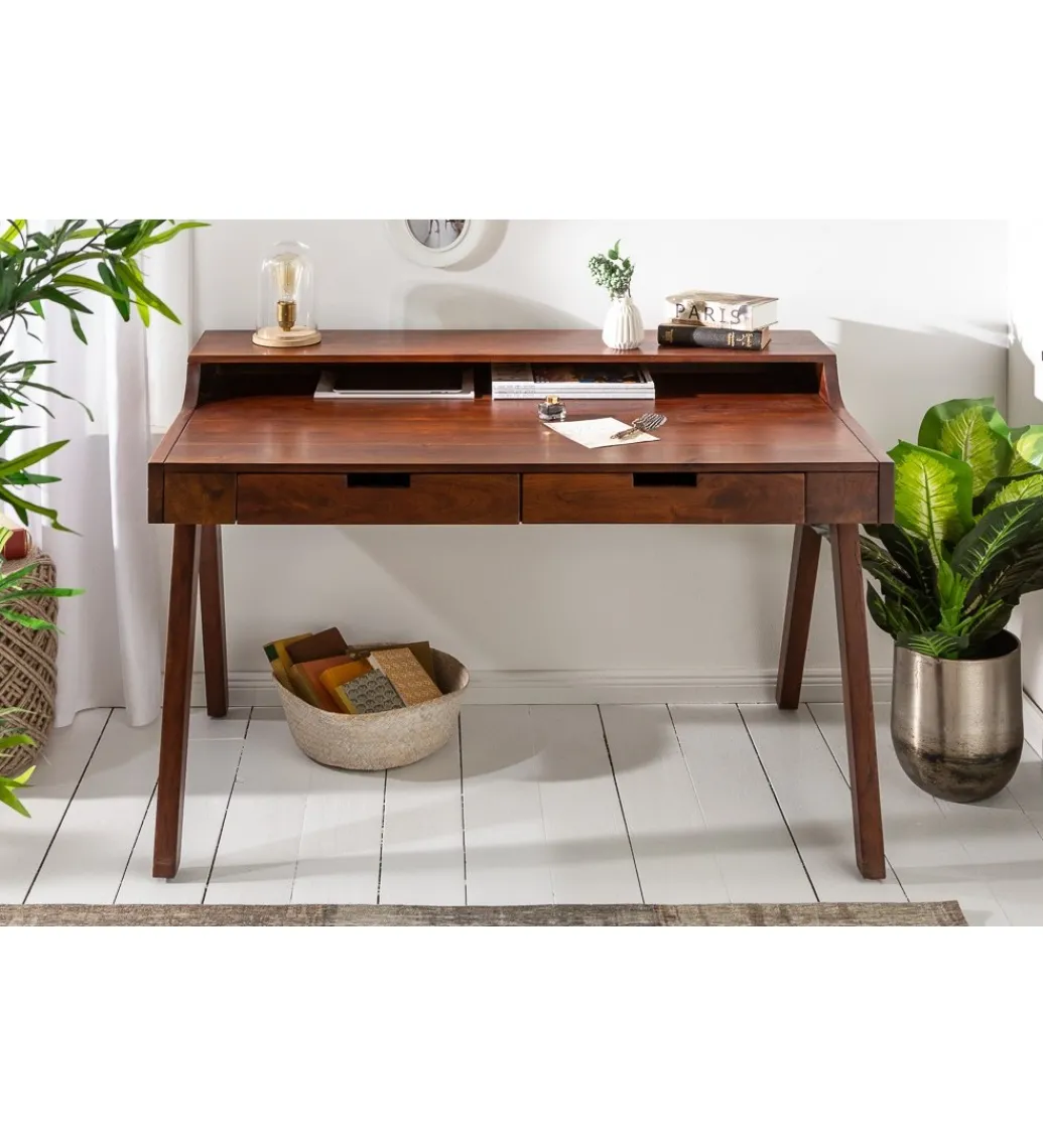 Biurko Monsoon 100 cm drewno ciemna akacja*Invicta Interior - przedsprzedaż Outlet