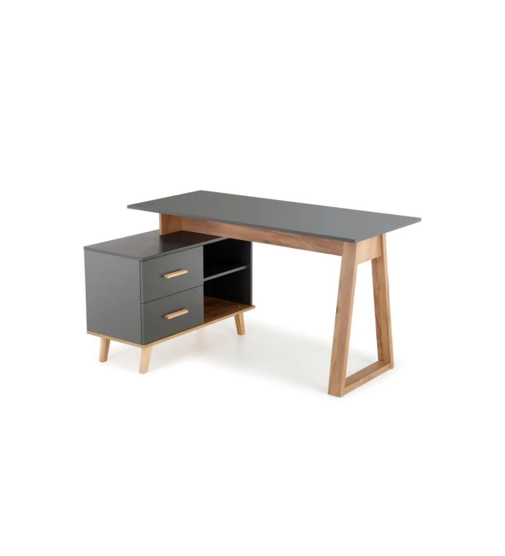 Biurko rozkładane SERGIO XL 134 cm - 210 cm antracytowe*Halmar Outlet