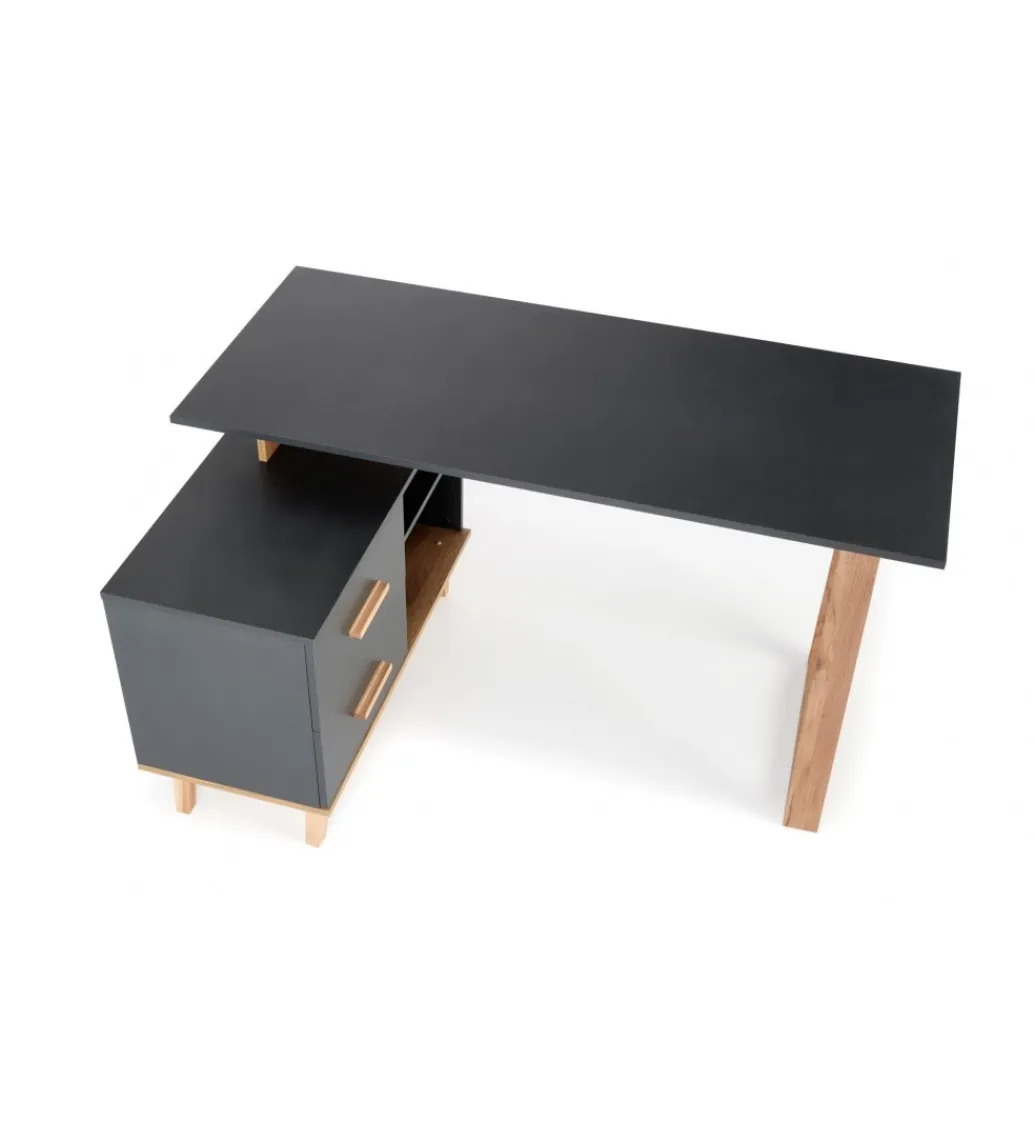 Biurko rozkładane SERGIO XL 134 cm - 210 cm antracytowe*Halmar Outlet