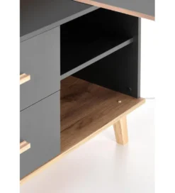 Biurko rozkładane SERGIO XL 134 cm - 210 cm antracytowe*Halmar Outlet