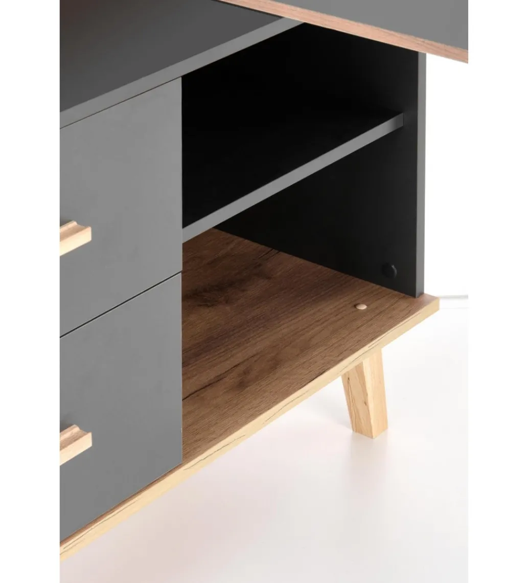 Biurko rozkładane SERGIO XL 134 cm - 210 cm antracytowe*Halmar Outlet
